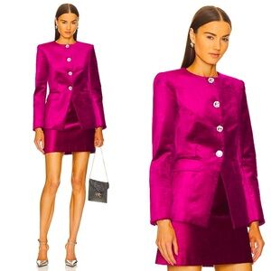 Veronica Beard Cencia Velvet Crystal Button Jacket Blazer Sz 2